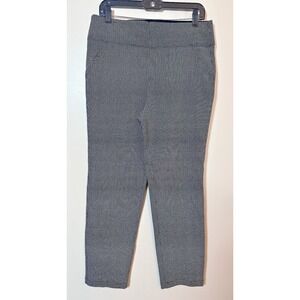Max Studio Pants Womens L Black White‎ Stretch Ankle Capris Pockets Loops Work